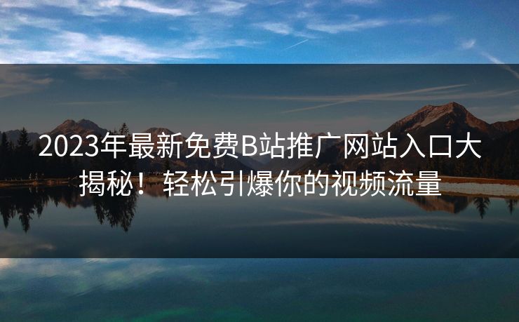 2023年最新免费B站推广网站入口大揭秘！轻松引爆你的视频流量