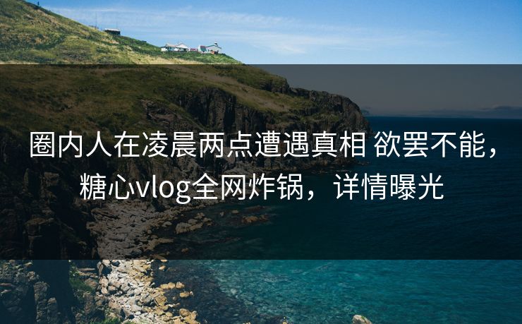圈内人在凌晨两点遭遇真相 欲罢不能，糖心vlog全网炸锅，详情曝光