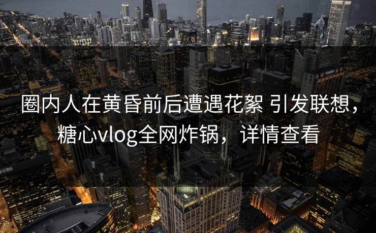 圈内人在黄昏前后遭遇花絮 引发联想，糖心vlog全网炸锅，详情查看